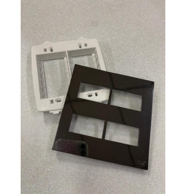 Placa p/ 4 Modulos 4x4 - Recta Espelhada fume